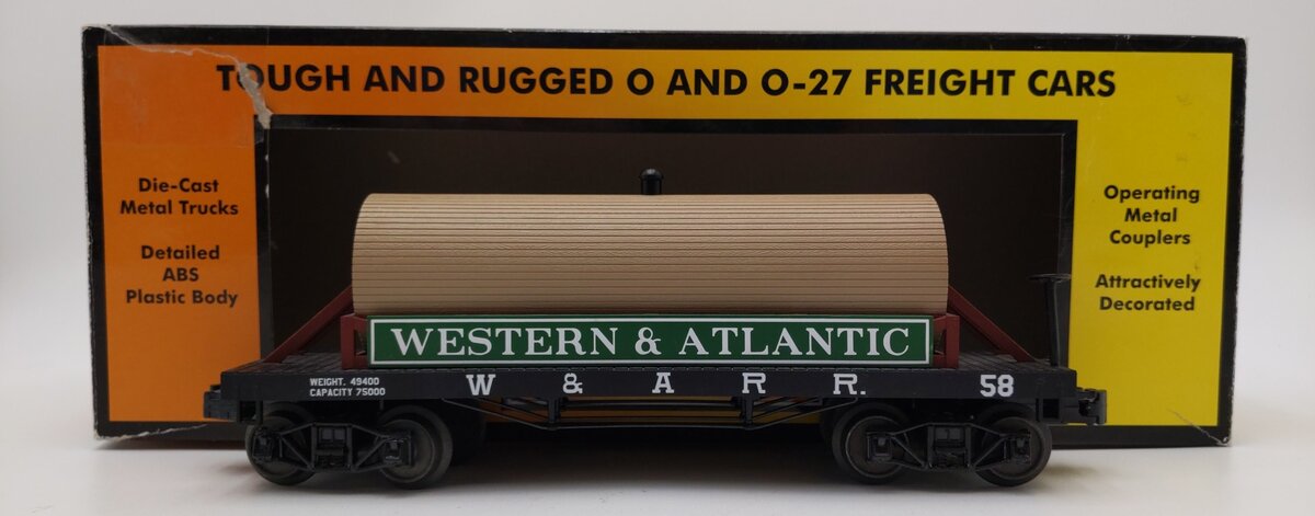 MTH 30-73410 O Gauge Western Atlantic W.A.R.R. Wooden Tank Car/19 Century #58
