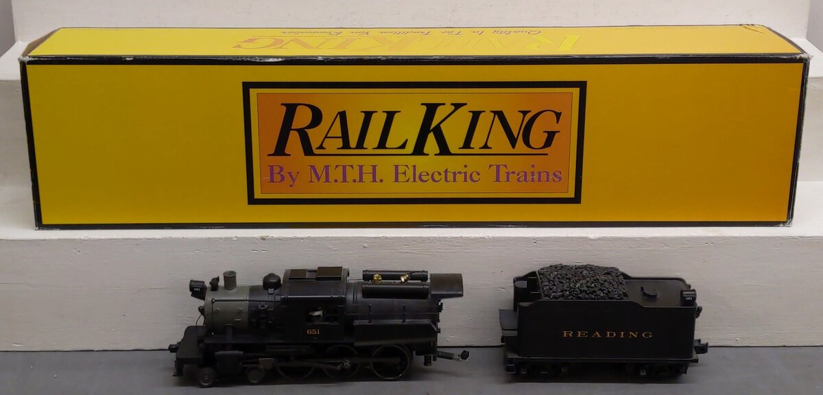 MTH 30-1636-1 O Gauge Reading 4-6-0 Imperial Camelback Steam Engine #651 w/PS3.0 EX/Box