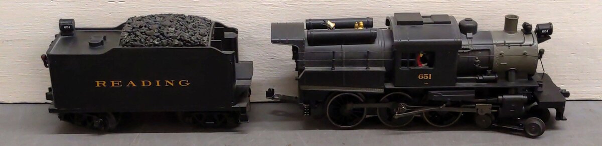 MTH 30-1636-1 O Gauge Reading 4-6-0 Imperial Camelback Steam Engine #651 w/PS3.0 EX/Box