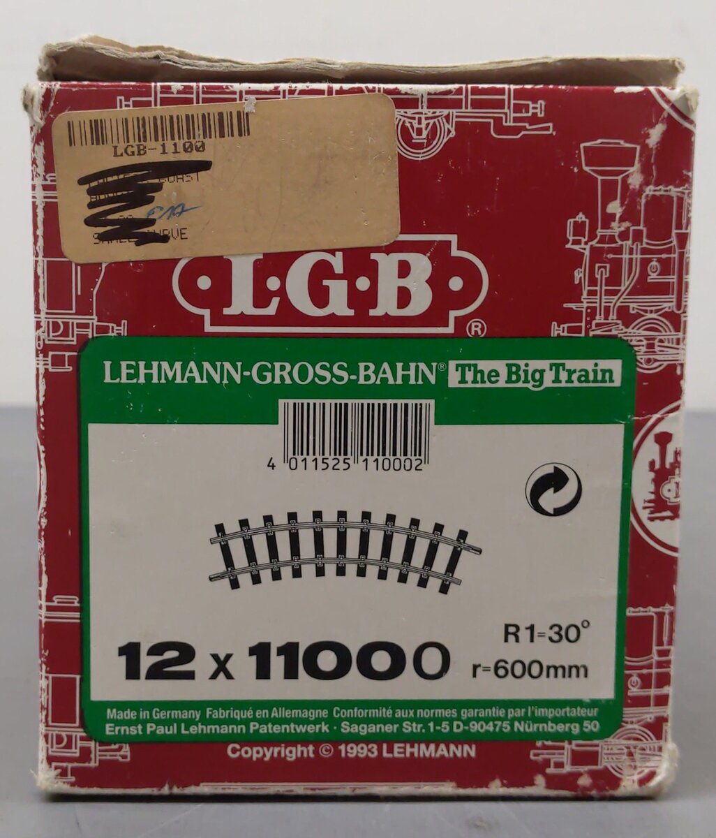 LGB 11000 G Scale R1 30 Degree Curved Track Sections (12)/Box