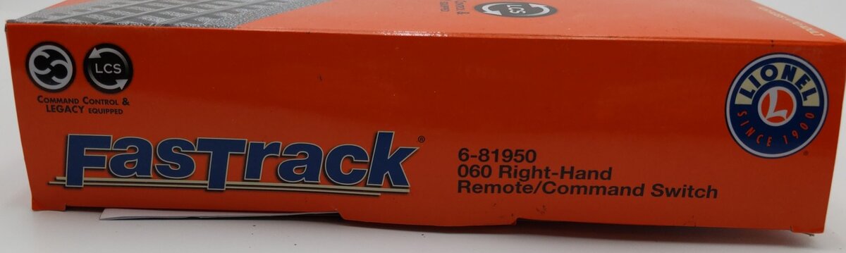 Lionel 6-81950 O O60 FasTrack Remote Right Hand Remote Command Switch Turnout EX/Box