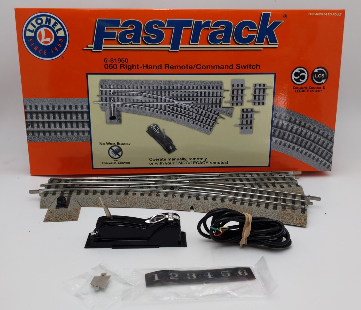Lionel 6-81950 O O60 FasTrack Remote Right Hand Remote Command Switch Turnout EX/Box