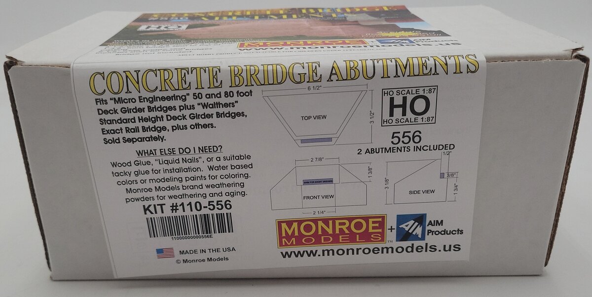 Monroe Models 556 HOn3 Bridge Abutment Board (Pack of 2) EX/Box