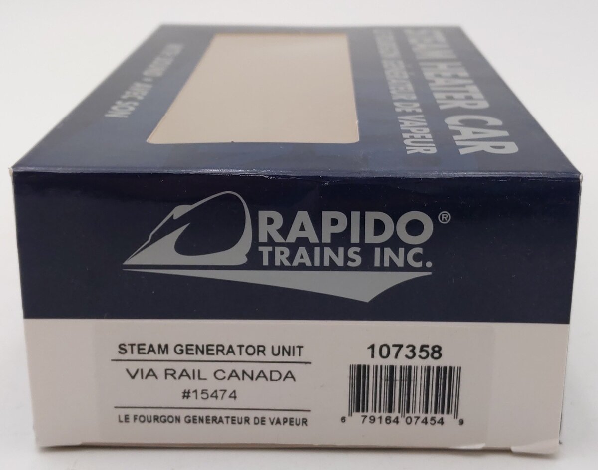 Rapido Trains 107358 HO VIA Rail Canada Oh So Noisy Steam Heater Car #15474 LN/Box