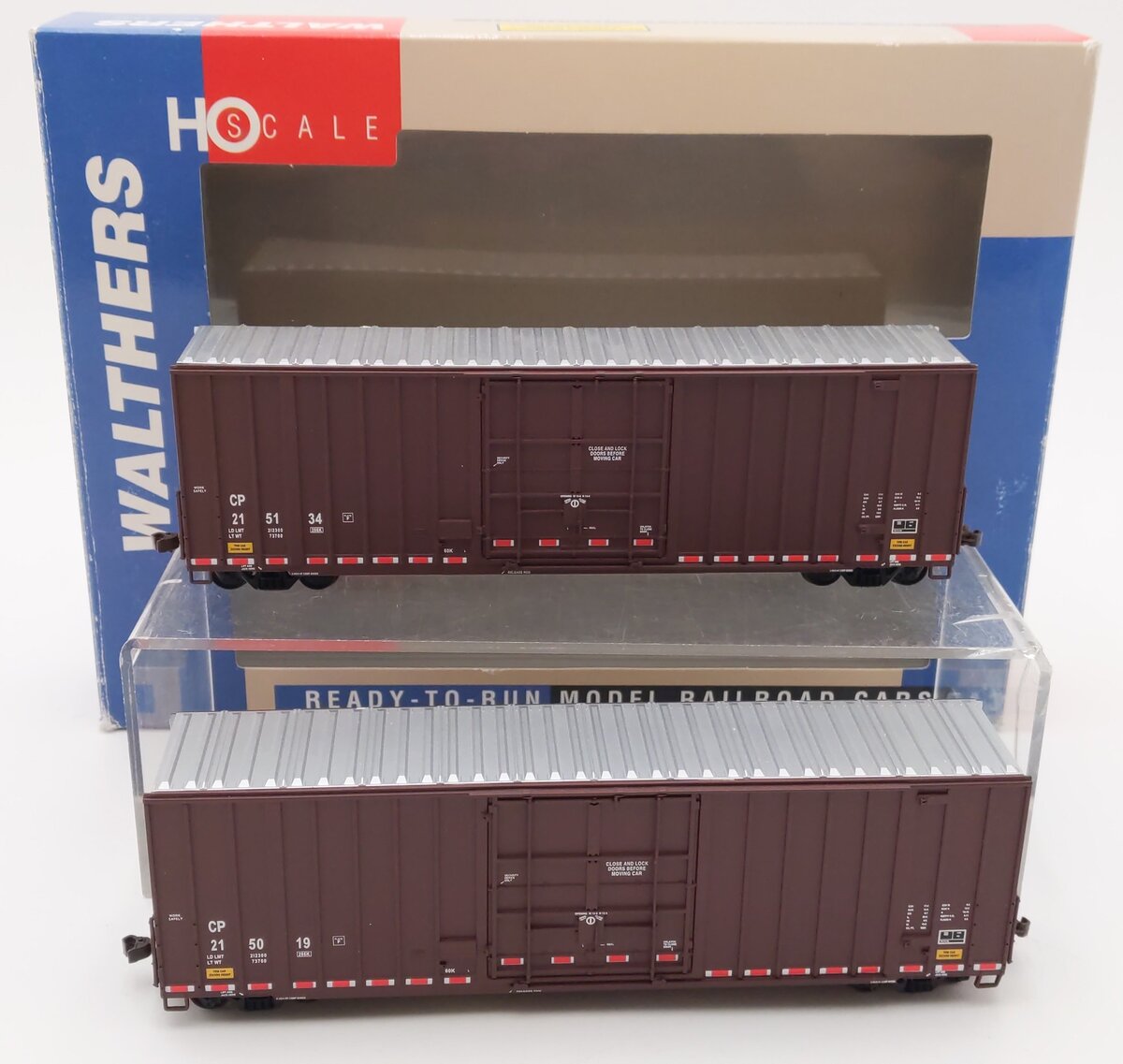 Walthers 932-27107 HO CP Gunderson 50' Hi-Cube Paper Box Car (Pack of 2) VG/Box