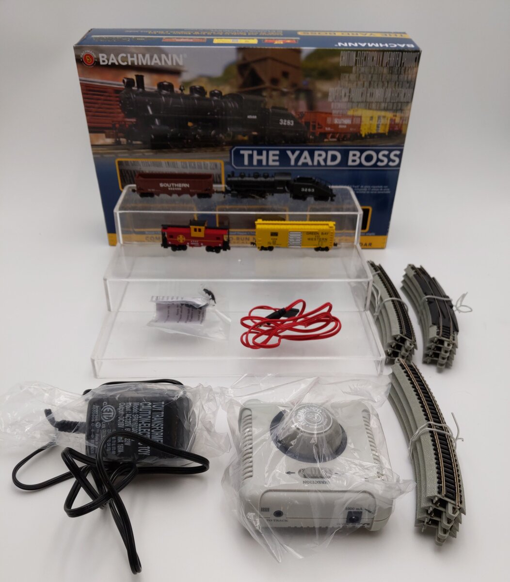 Bachmann 24014 N Scale Yard Boss Santa Fe Steam Starter Freight Train Set VG/Box