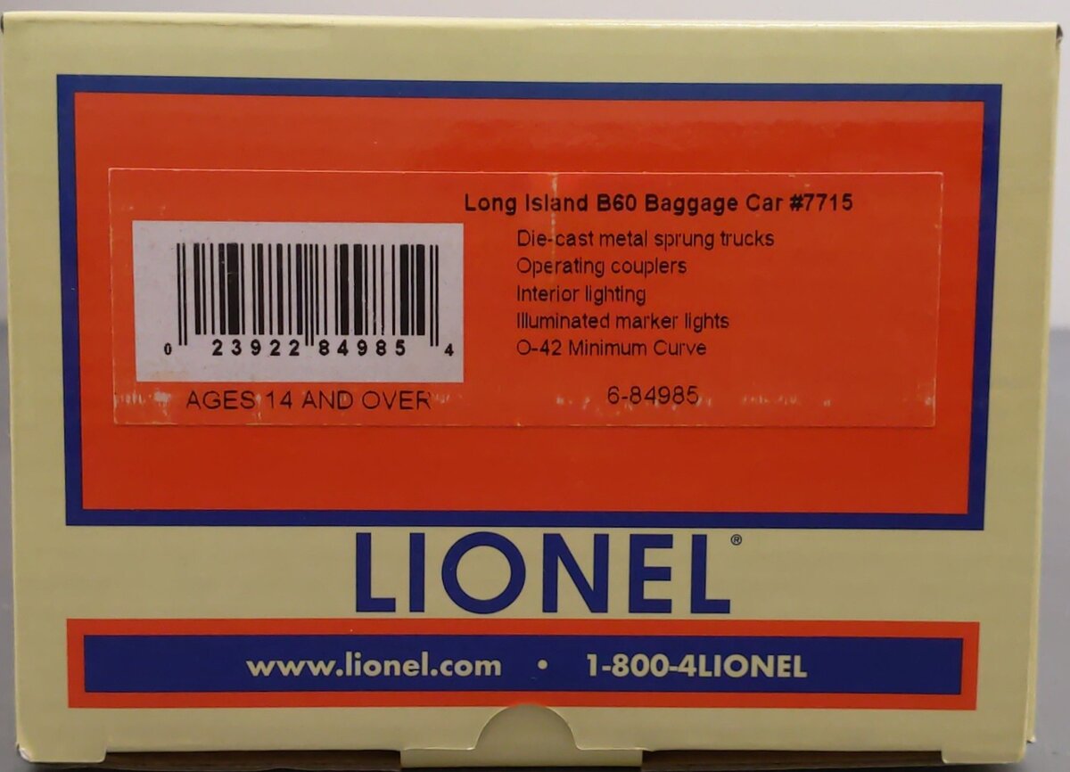 Lionel 6-84985 O Long Island B60 Baggage Car #7715 LN/Box