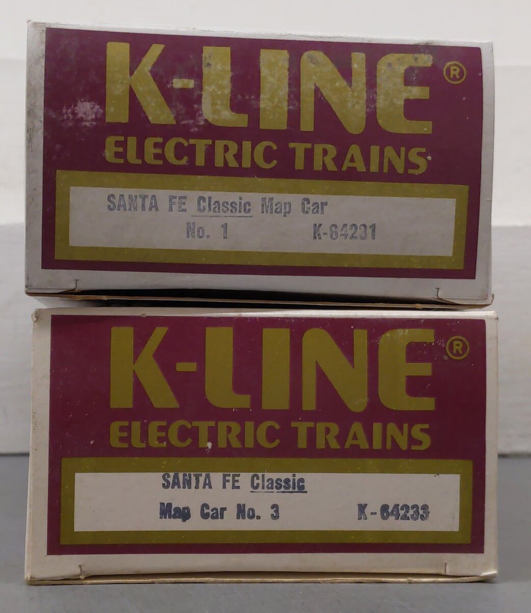 K-Line O Gauge Assorted Santa Fe Classic Map Cars:  K-64231, K-64233 [2] EX/Box
