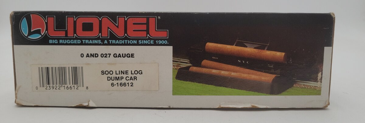 Lionel 6-16612 SOO Line Operating Log Dump Car EX/Box