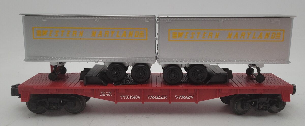 Lionel 6-19404 O Gauge Western Maryland Flatcar with Trailers #19404 EX/Box