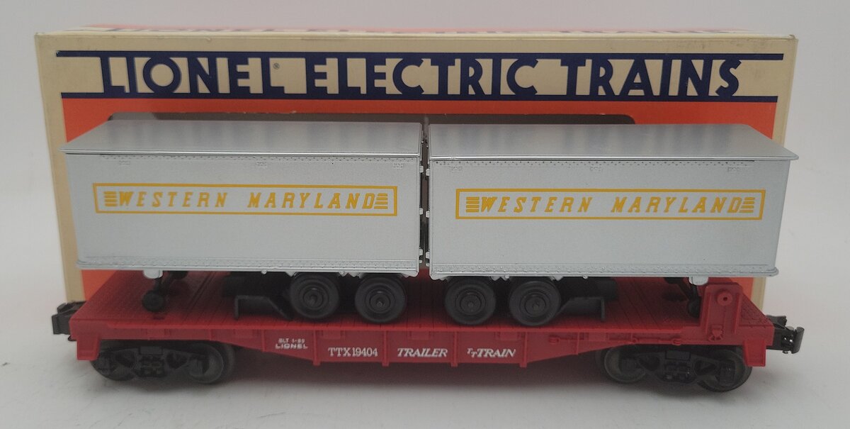 Lionel 6-19404 O Gauge Western Maryland Flatcar with Trailers #19404 EX/Box