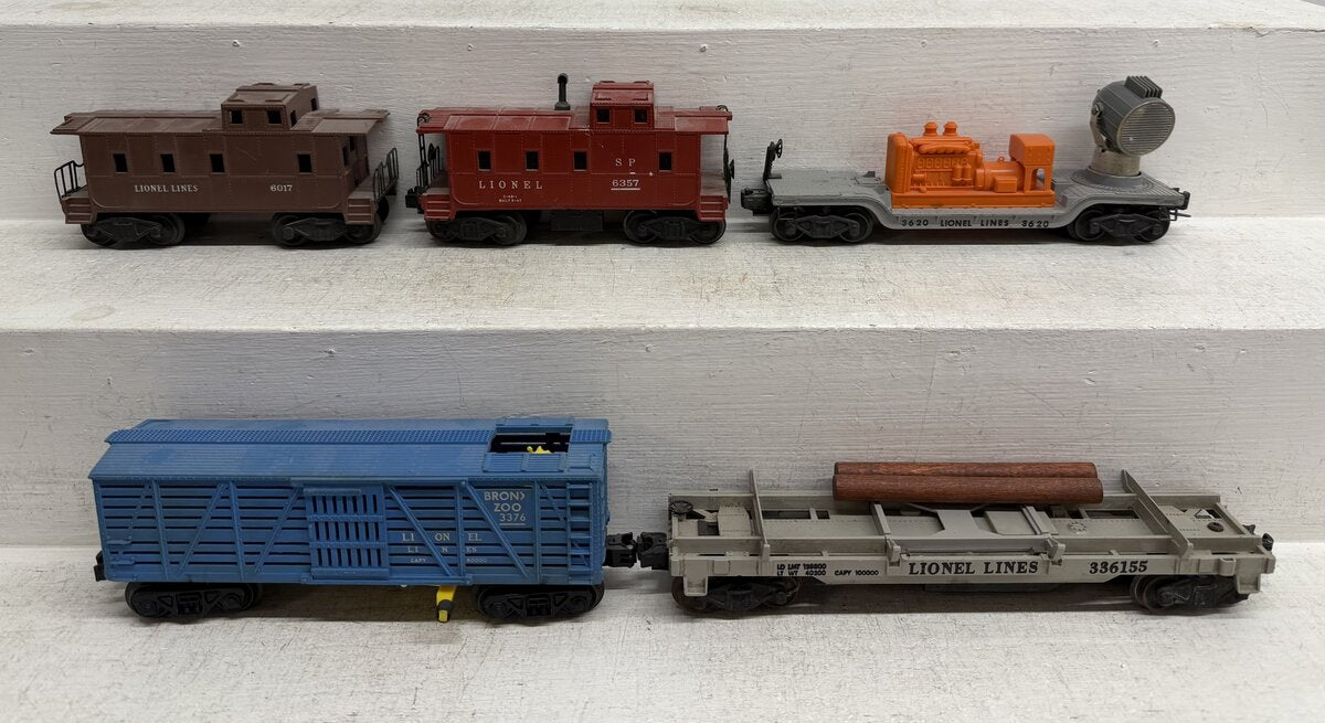 Lionel Vintage O Freight Cars: 3361, 3376, 3620, 6017, 6357 [5] VG