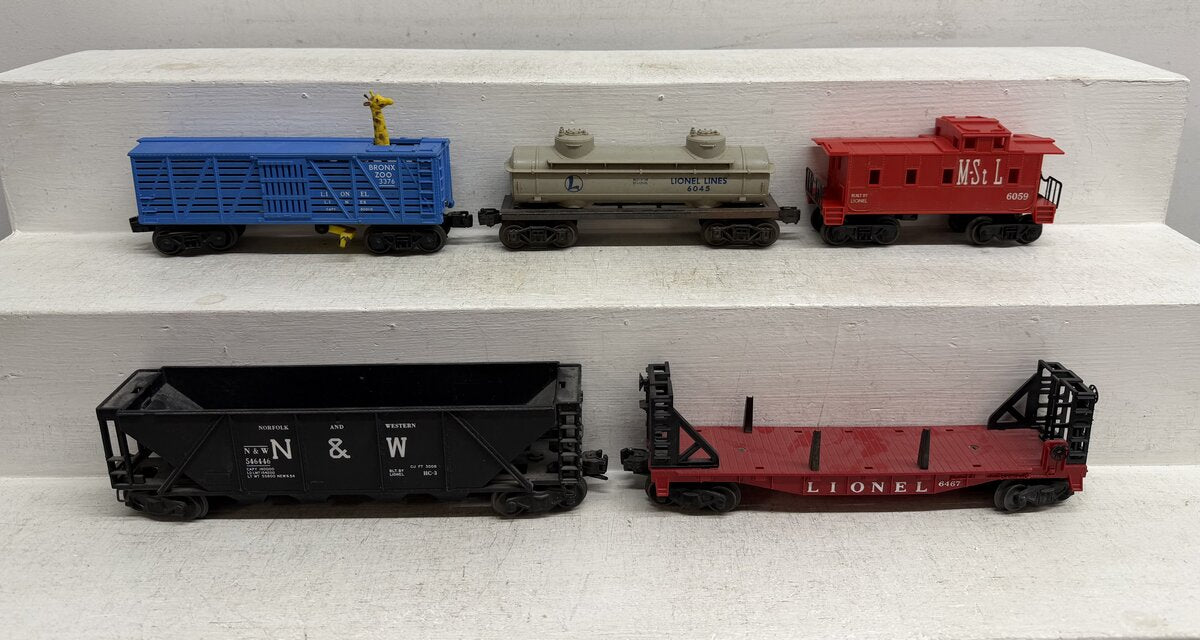 Lionel Vintage O Freight Cars: 3376, 6045, 6059, 6446, 6467 [5] VG