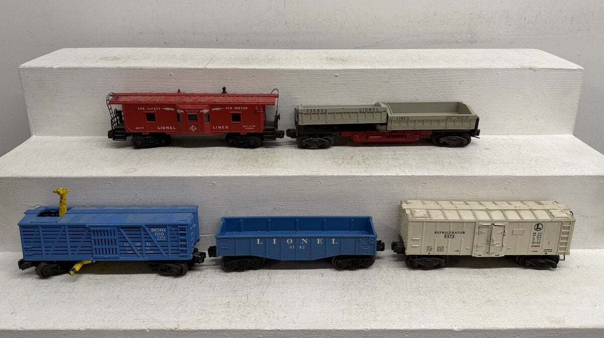 Lionel Vintage O Operating & Freight Cars: 3376, 3359-55, 6142, 6472, 6517 [5] VG
