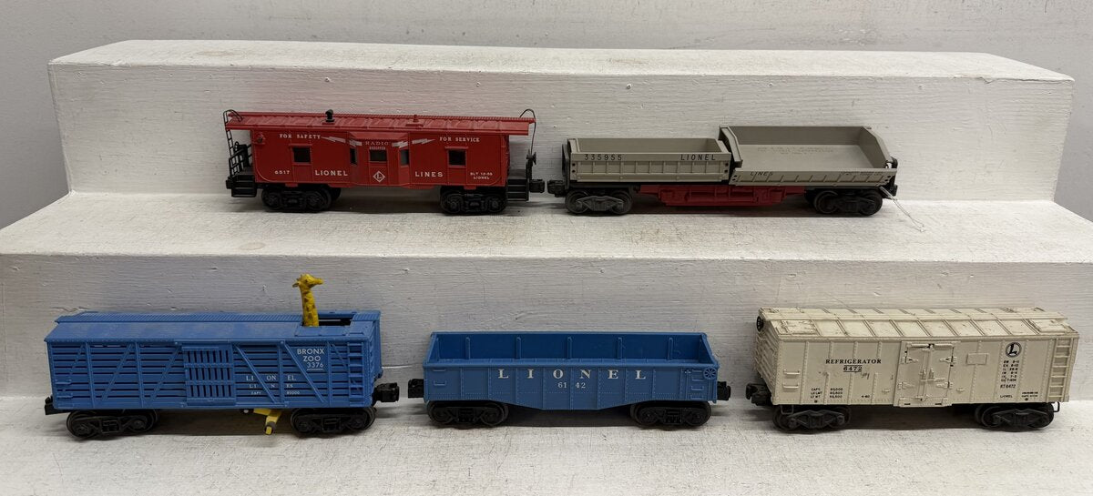 Lionel Vintage O Operating & Freight Cars: 3376, 3359-55, 6142, 6472, 6517 [5] VG