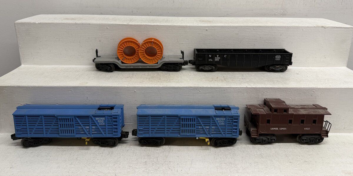 Lionel Vintage O Freight Cars: 3376, 3386, 6037, 6462, 6561 [5] VG