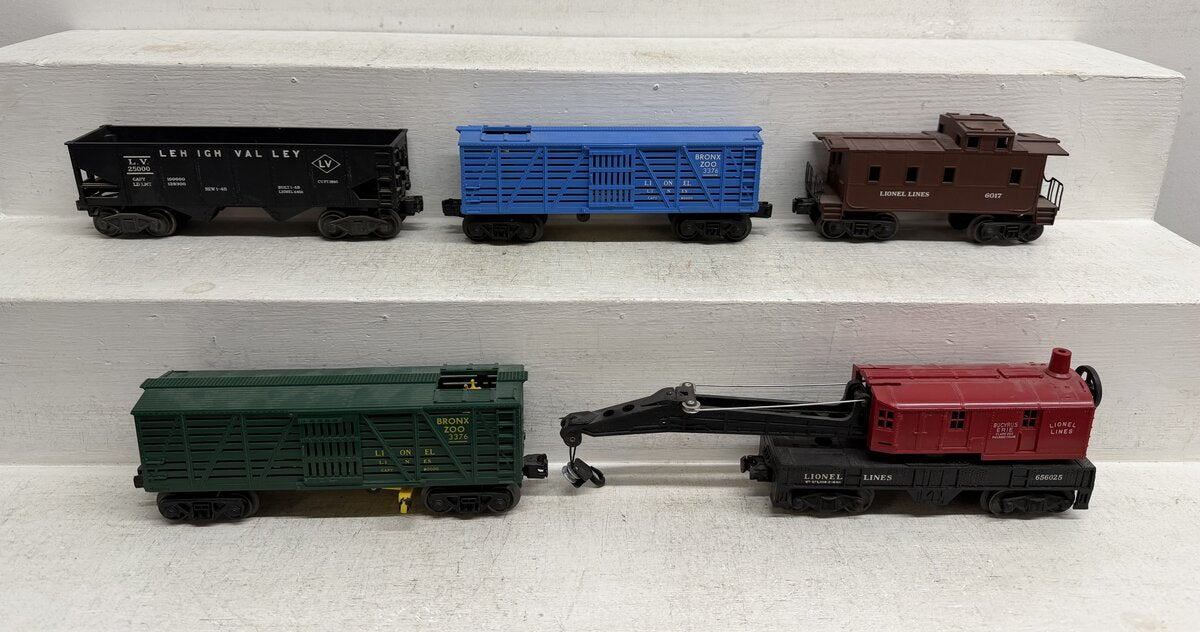 Lionel Vintage O Freight Cars: 3376, 6017, 6456, 6560-25 [5] VG