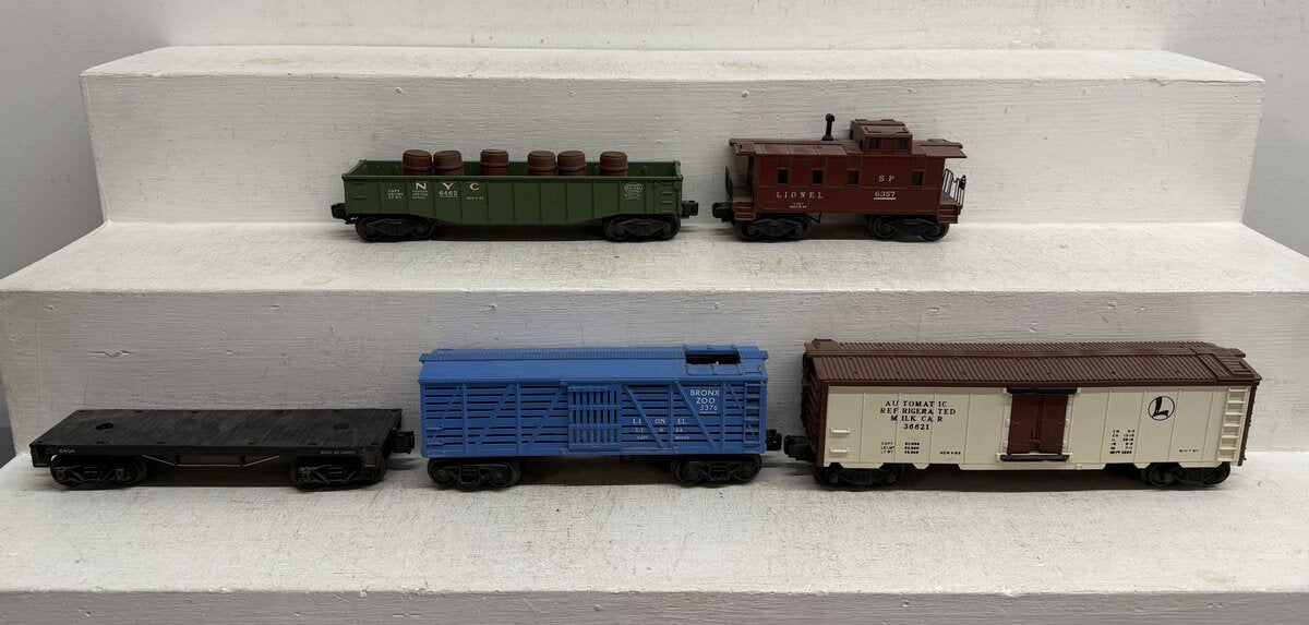 Lionel Vintage O Operating & Freight Cars: 3376, 3662, 6357, 6404 & 6462 [5] VG