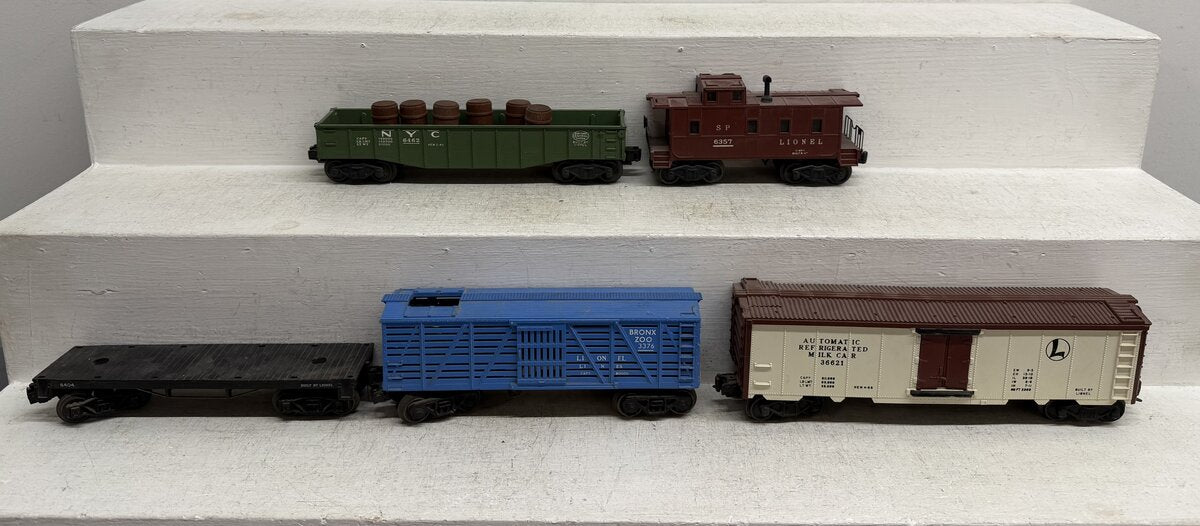 Lionel Vintage O Operating & Freight Cars: 3376, 3662, 6357, 6404 & 6462 [5] VG