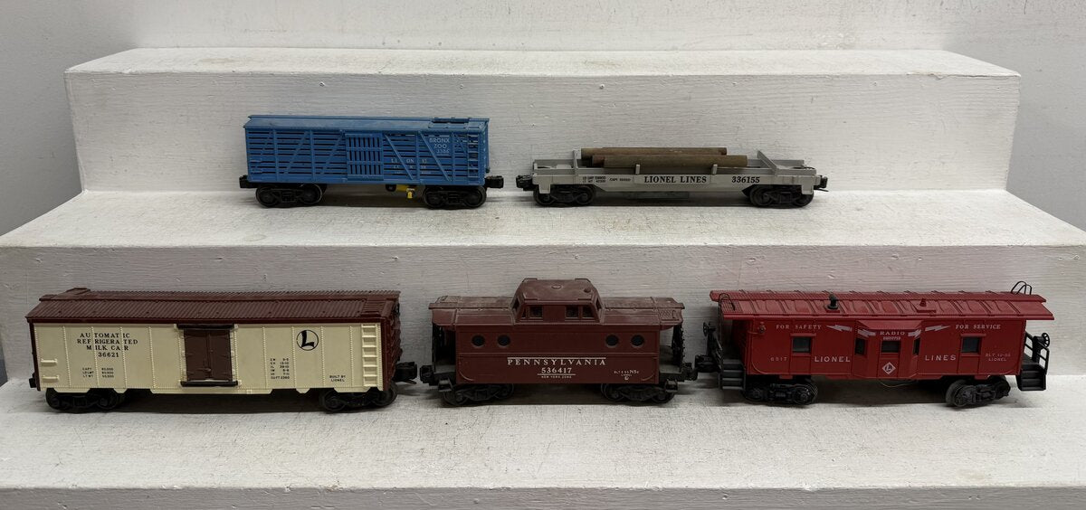 Lionel Vintage O Operating & Freight Cars: 3361, 3386, 3662, 6417 & 6517 [5] VG