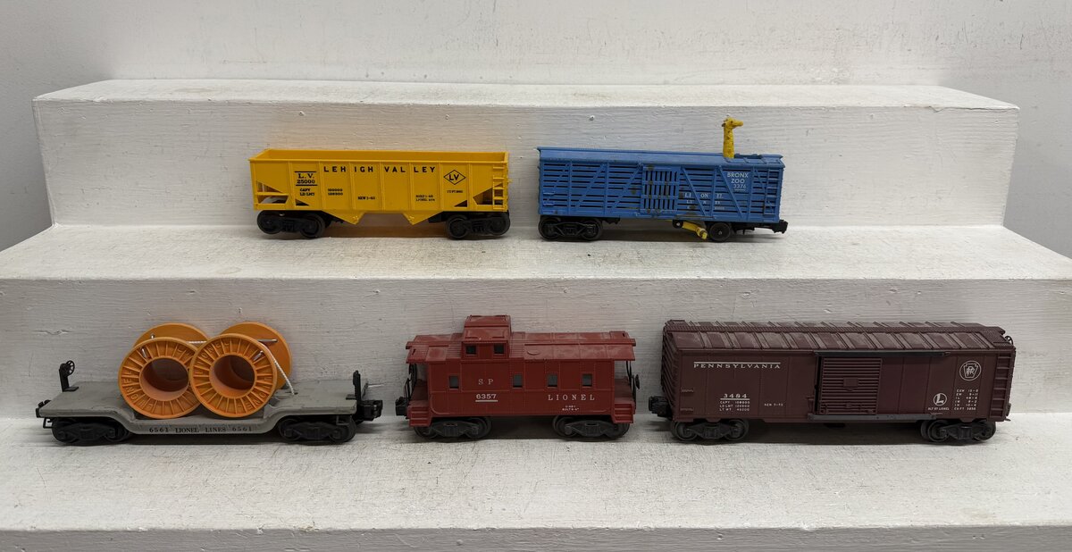 Lionel Vintage O Freight Cars: 3376, 3484, 6176, 6357 & 6561 [5] VG