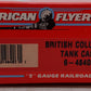 American Flyer 6-48403 S Gauge British Columbia Tank Car #8403[High-Rail] EX/Box