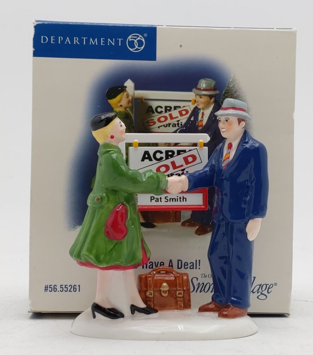 Dept 56 56.55261 The Snow Village "We Have A Deal!" Ceramic Figure EX/Box