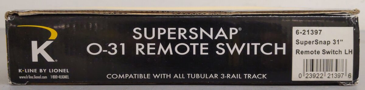 K-Line 6-21397 O Gauge SuperSnap 31" Left Hand Remote Switch Turnout VG/Box