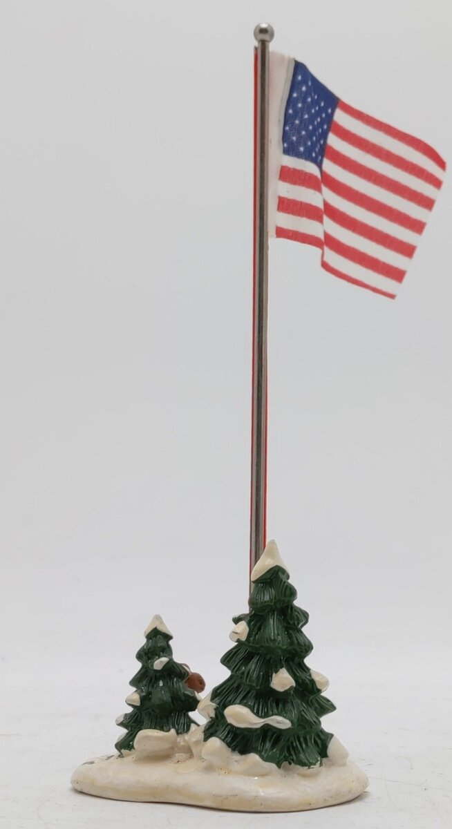 Dept 56 5177-2 The Snow Village Ceramic Flag Pole EX/Box