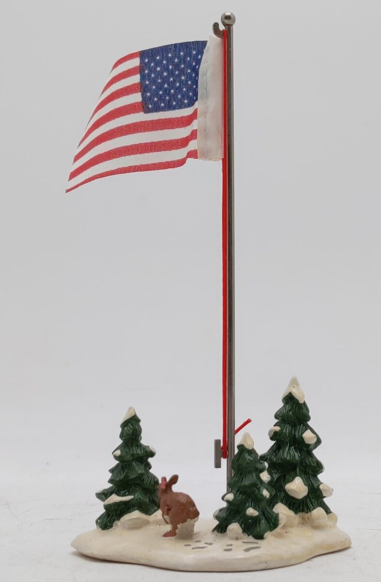 Dept 56 5177-2 The Snow Village Ceramic Flag Pole EX/Box
