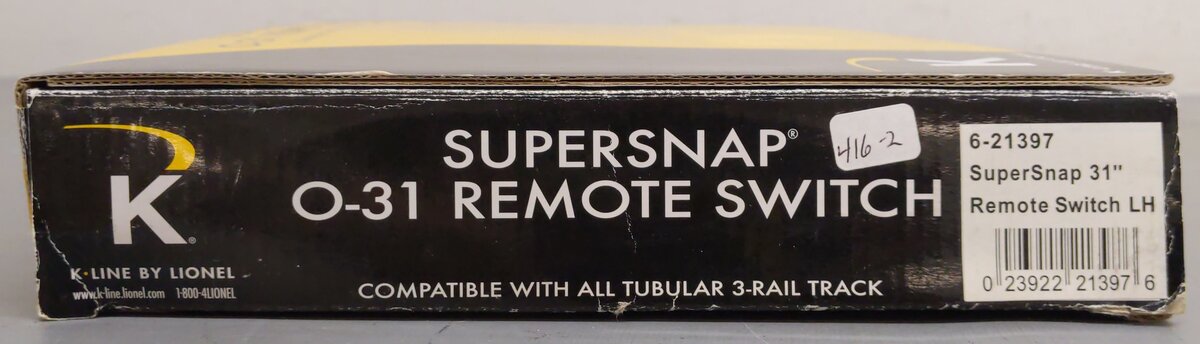 K-Line 6-21397 O Gauge SuperSnap 31" Left Hand Remote Switch Turnout VG/Box