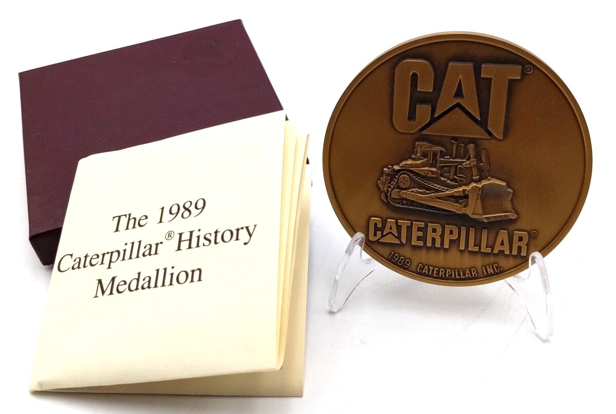 Caterpillar 1989 History Solid Brass Medallion NIB