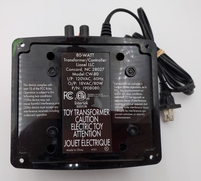 Lionel 1908080 CW80 80 Watt AC Transformer EX