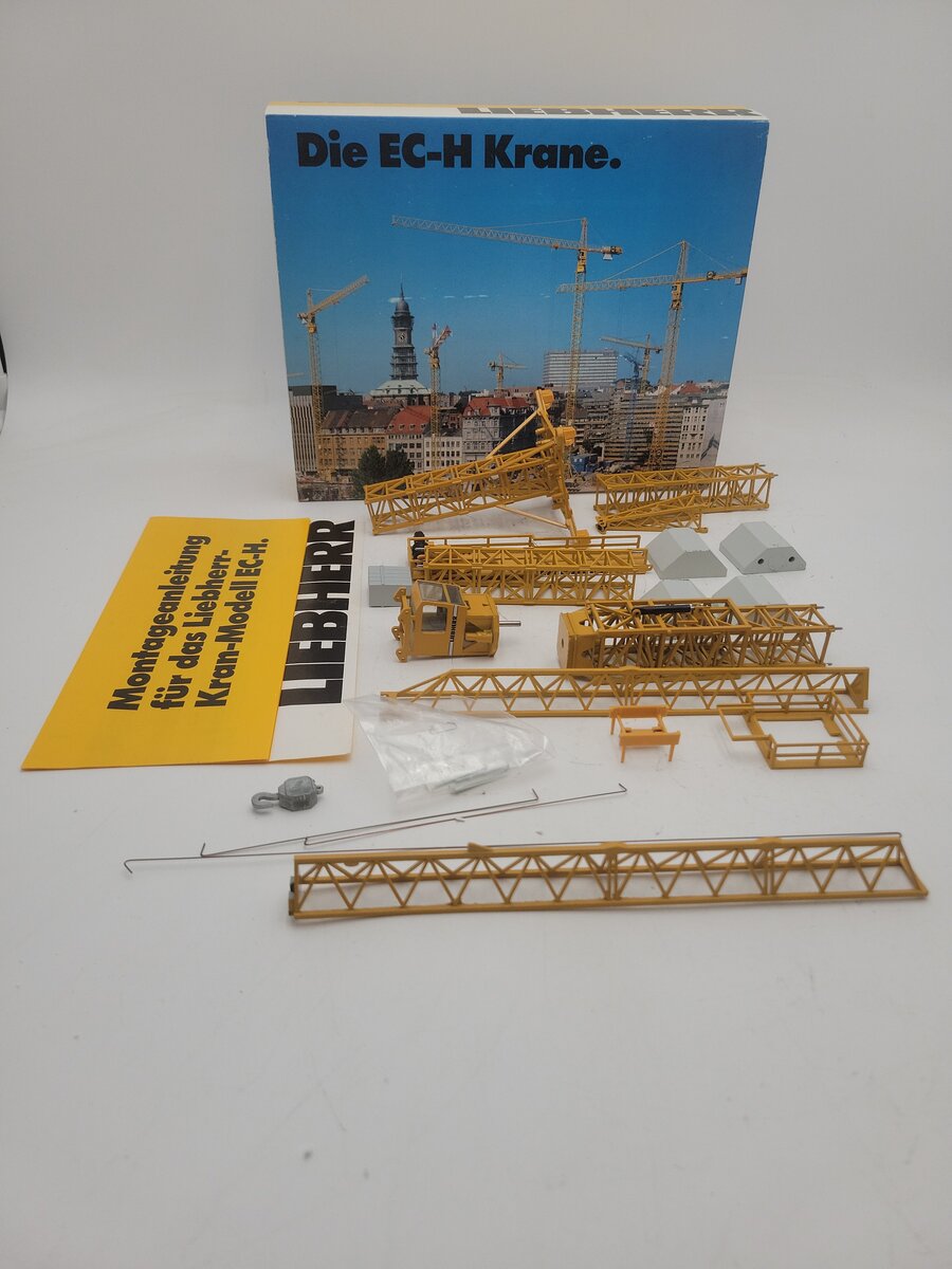 Conrad 1:87 Scale Diecast Yellow Liebherr Tower Crane EC-H Krane Die Cast Model EX/Box