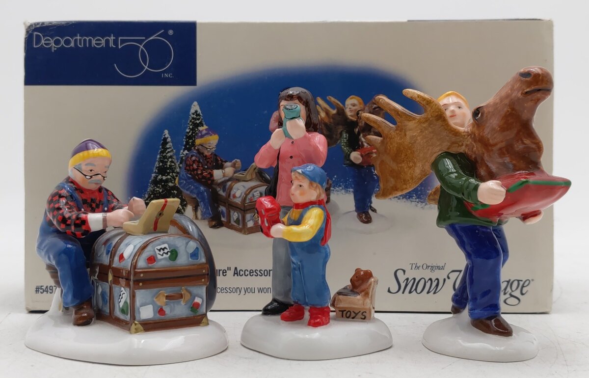 Dept 56 54976 Snow Village "Another Man's Treasure" Ceramic Figures (Set Of 3) EX/Box