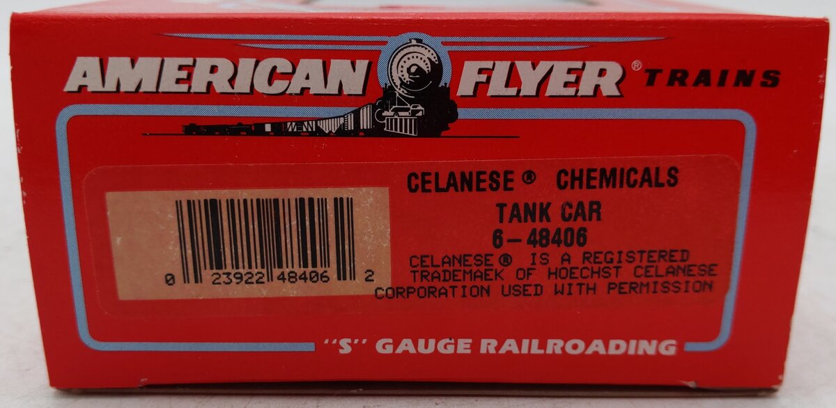 American Flyer 6-48406 S Gauge Celanese Chemicals Single Dome Tank Car #48406 EX/Box
