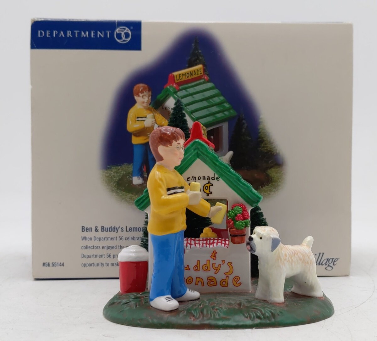 Dept 56 56.55144 The Snow Village "Ben & Buddy's Lemonade Stand" Ceramic Figure EX/Box