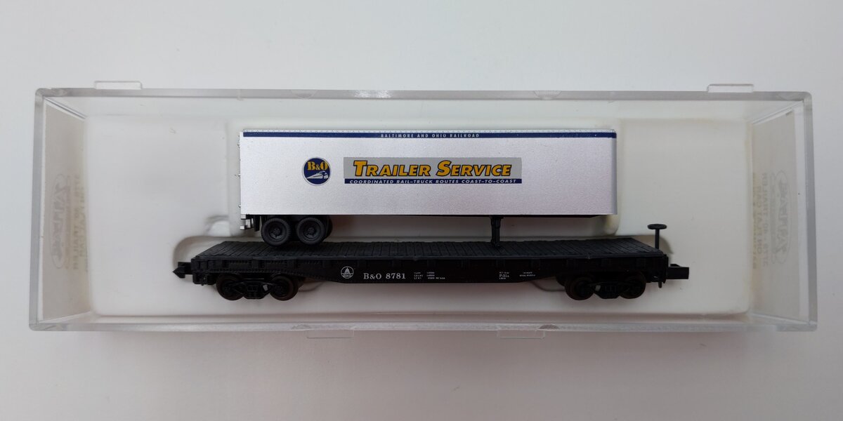 Atlas 3779 N Scale Baltimore & Ohio Flat Car w/40' Trailer #8781 LN/Box