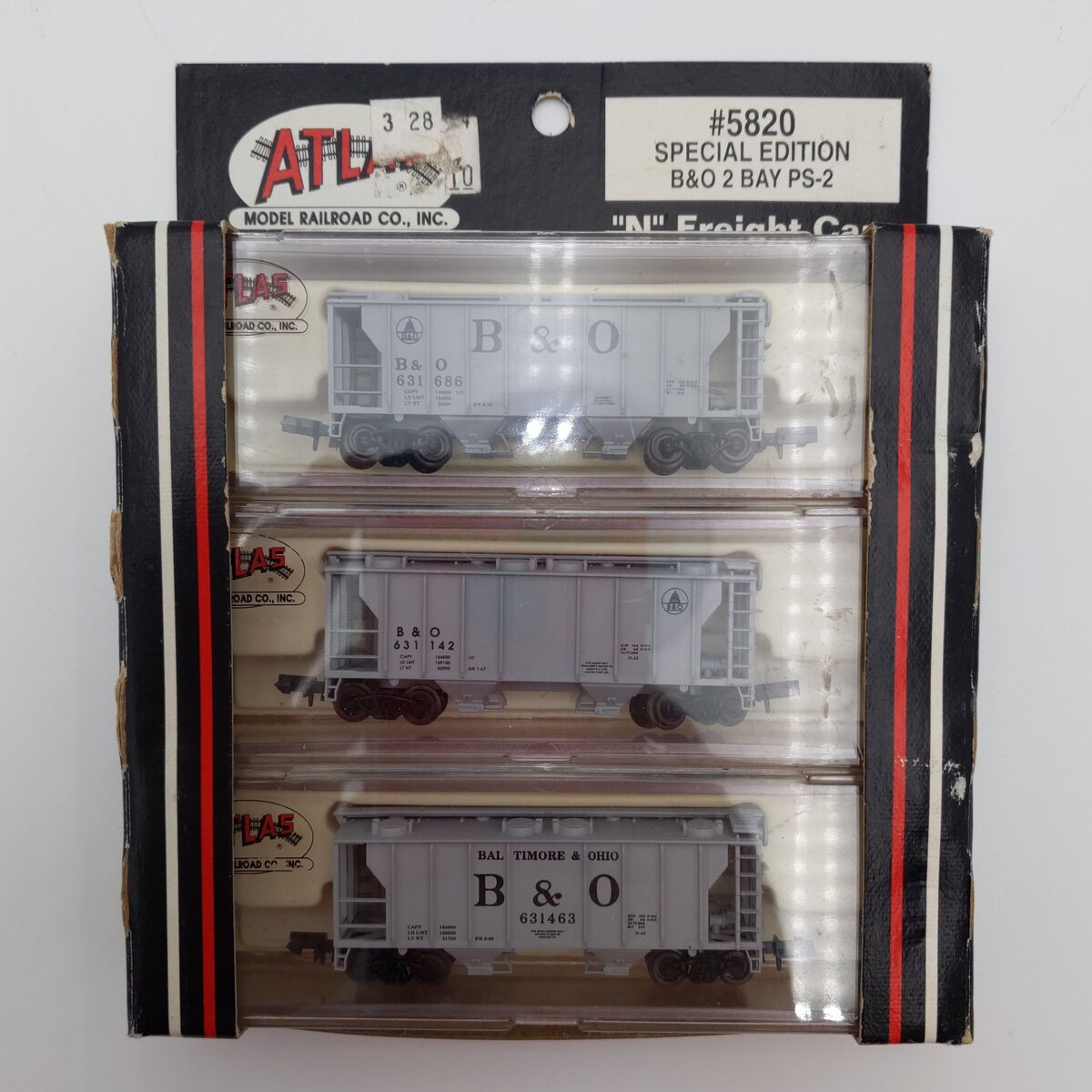 Atlas 5820 N B&O 2-Bay Hopper Cars (Pack of 3) LN/Box