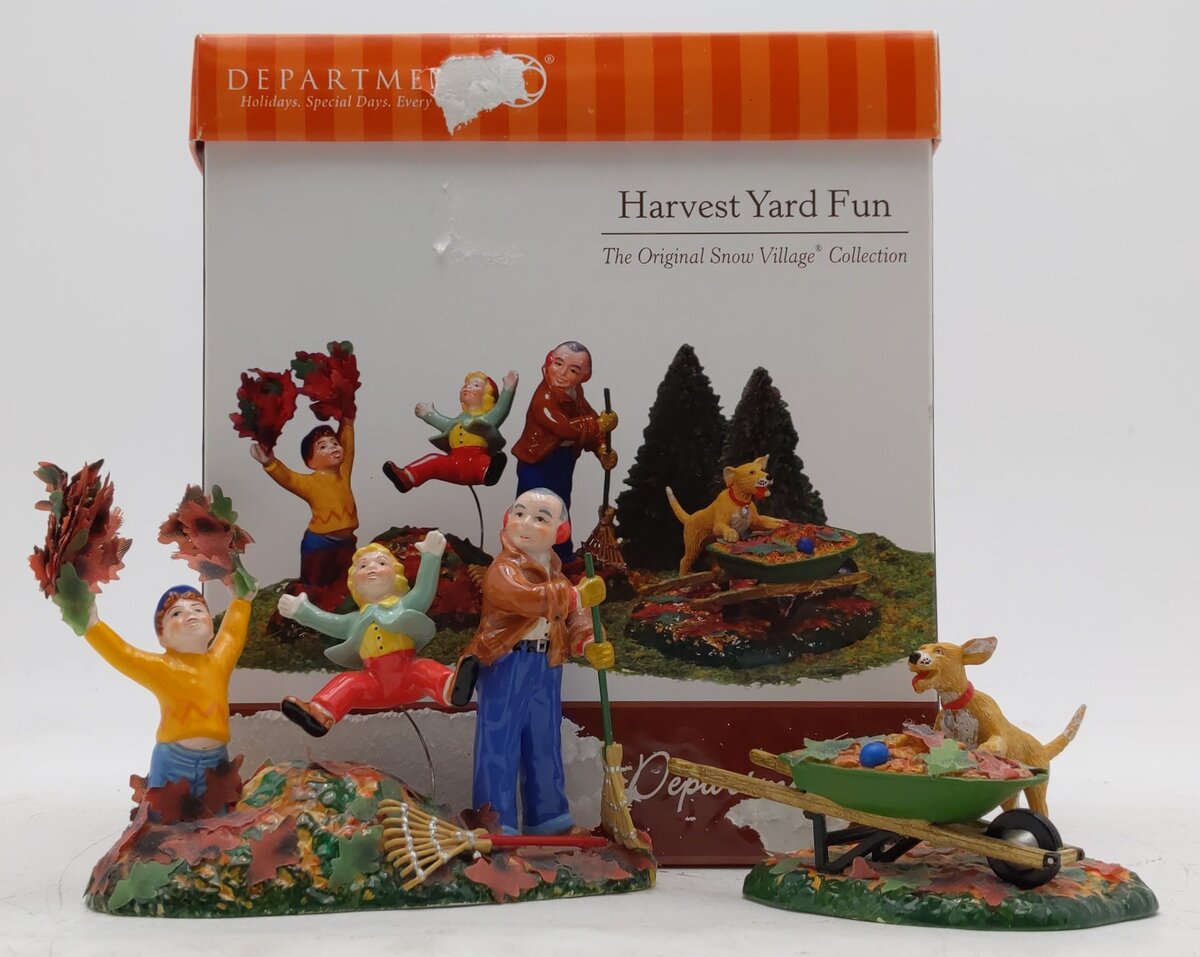 Dept 56 56.55258 Snow Village "Harvest Yard Fun" Ceramic Figures (Set Of 2) EX/Box