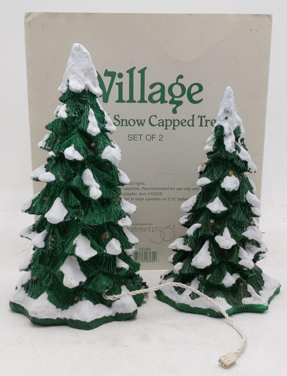 Dept 56 52604 Village Lighted Snow Capped Trees VG/Box