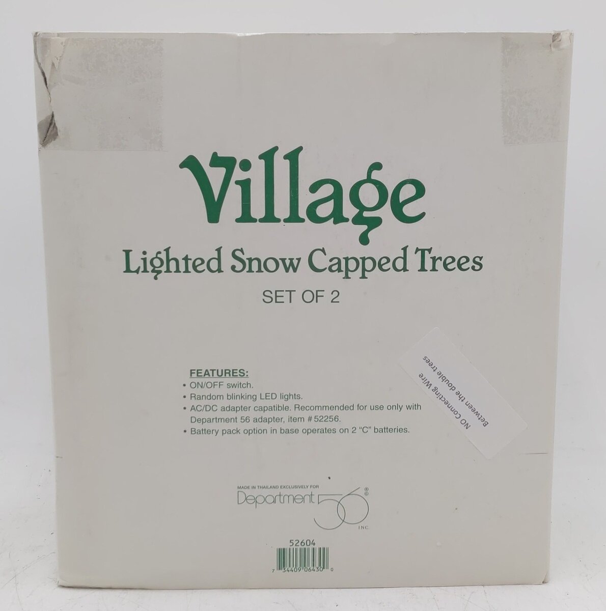 Dept 56 52604 Village Lighted Snow Capped Trees (Set Of 2) VG/Box