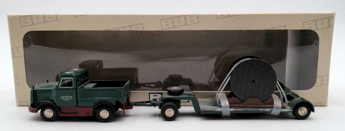 BUB 07050 1:87 Scale Diecast Kaelble K650 Truck w/ Flatbed Trailer & Cable Drum NIB