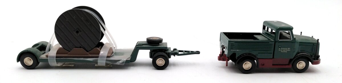 BUB 07050 1:87 Scale Diecast Kaelble K650 Truck w/ Flatbed Trailer & Cable Drum NIB