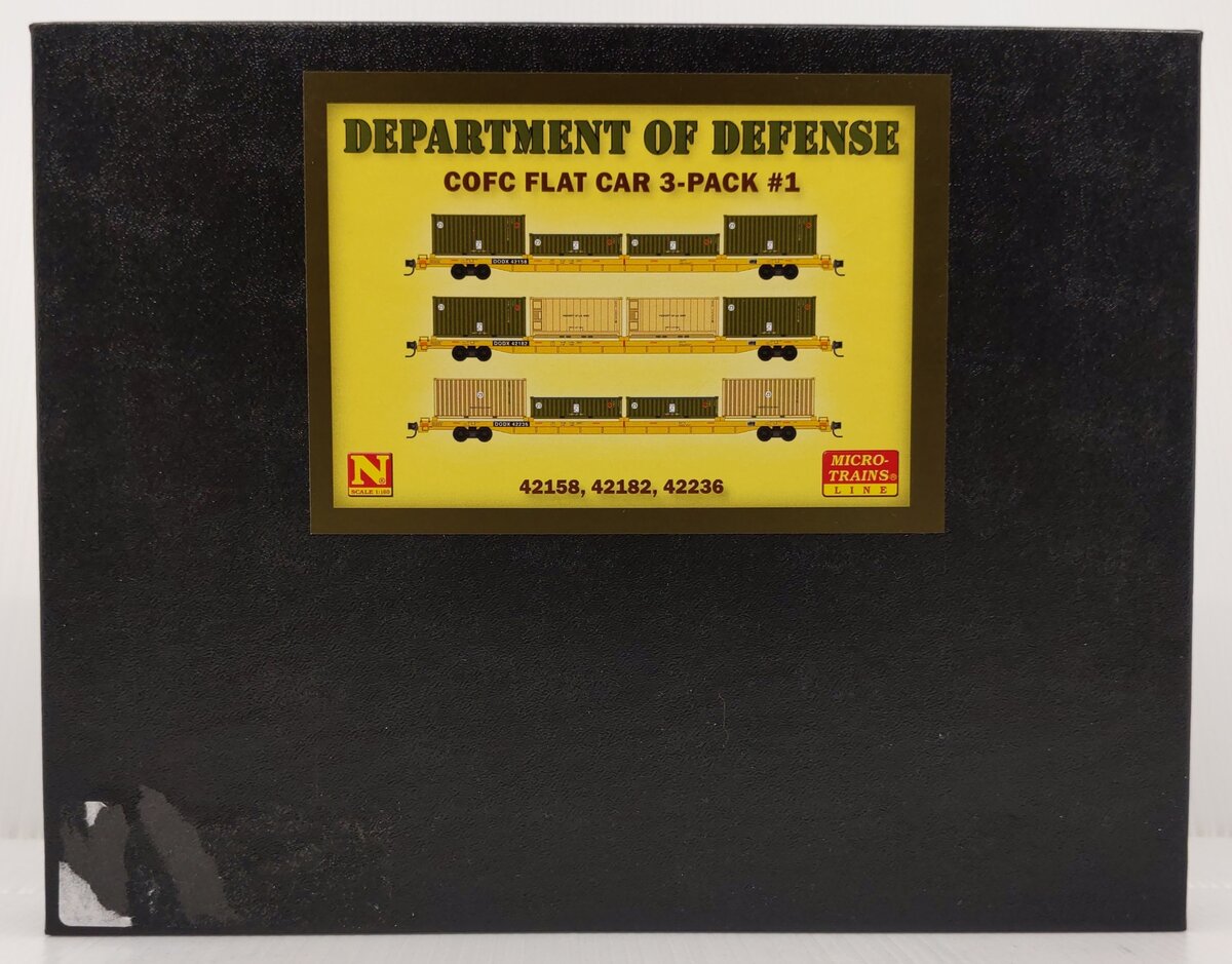Micro-Trains 99301900 N Department Of Defense COFC Flatcar (Set of 3) NIB
