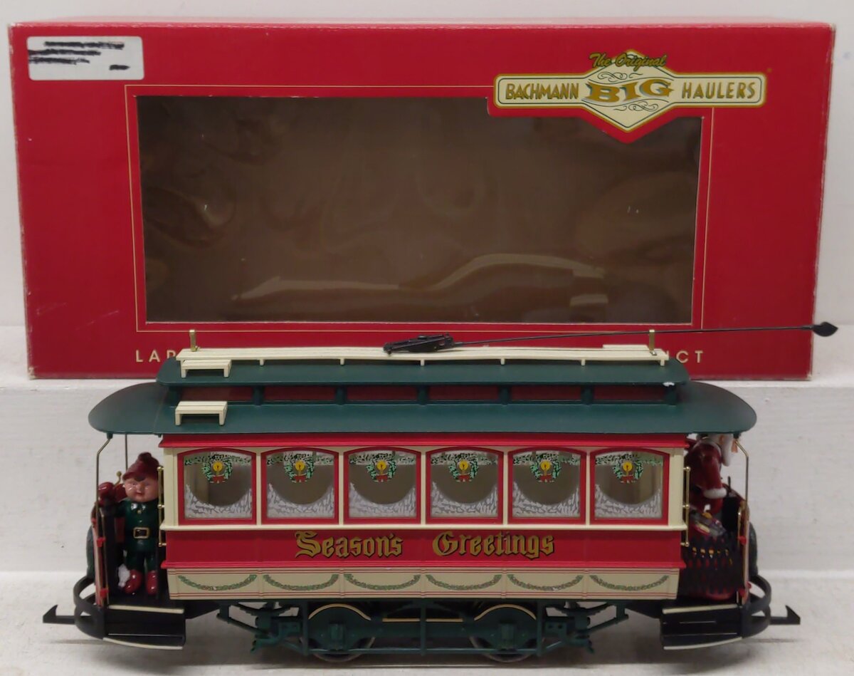 Bachmann 93941 G Scale Season's Greetings Christmas Street Car - Red EX/Box