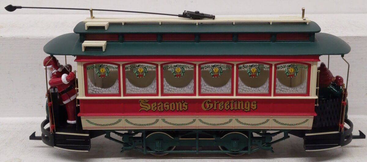 Bachmann 93941 G Scale Season's Greetings Christmas Street Car - Red EX/Box
