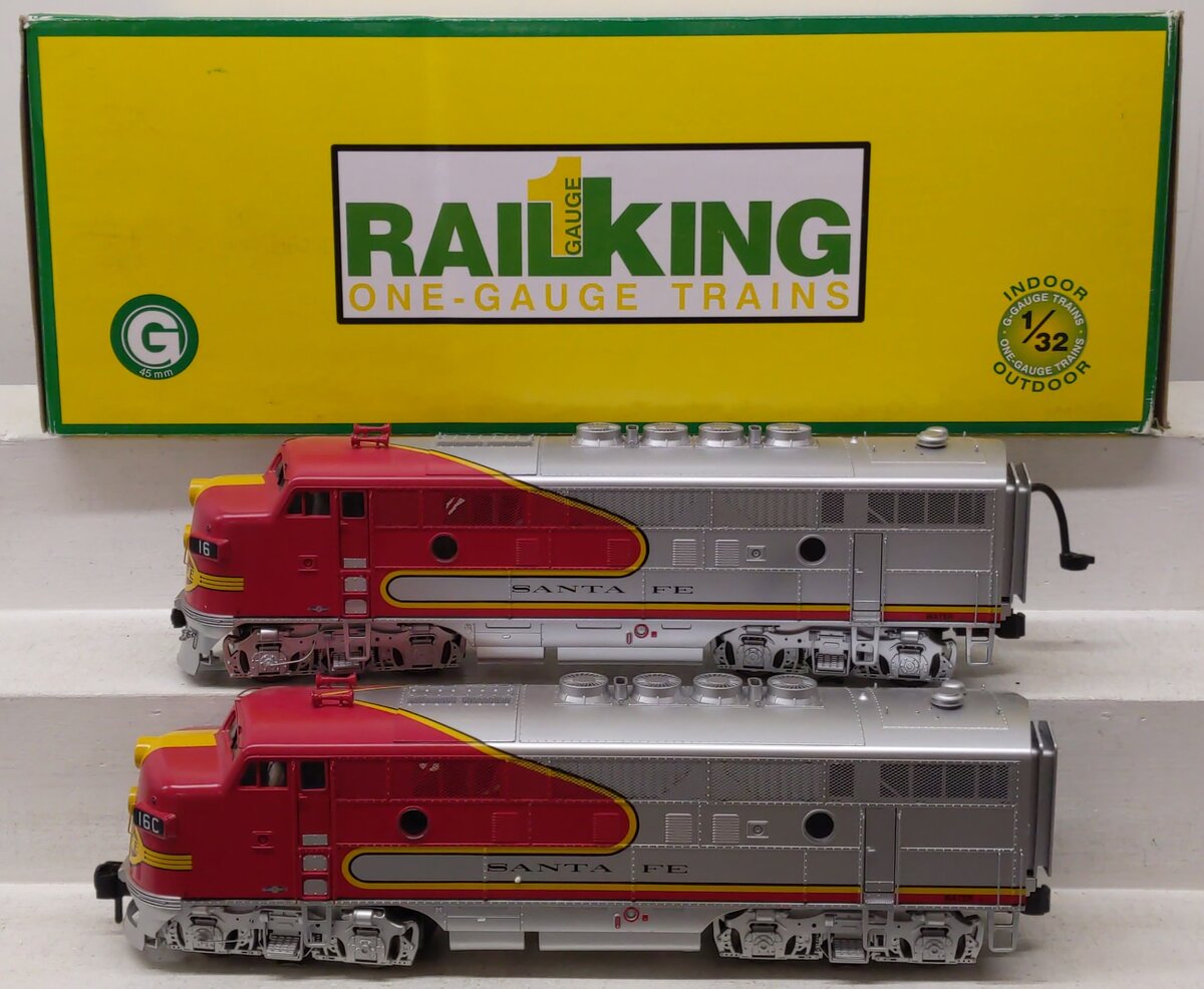 MTH 70-2013-1 G Scale Santa Fe F-3 AA Diesel Locomotive Set w/PS 2.0 #16, #16C VG/Box