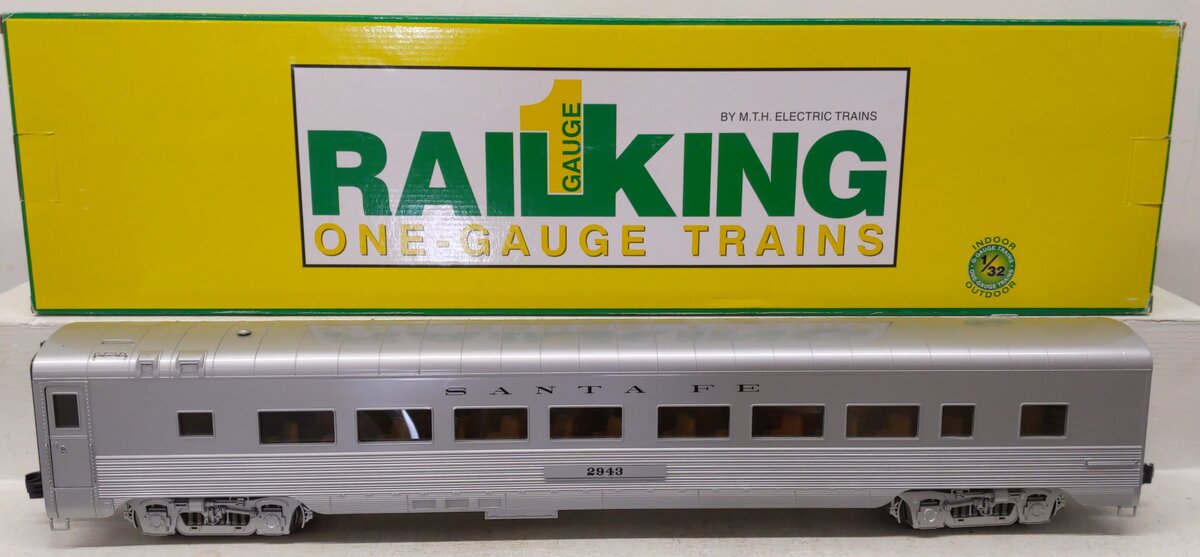 MTH 70-65016A G Scale Santa Fe 70' Streamlined Passenger Coach Car #2943 EX/Box