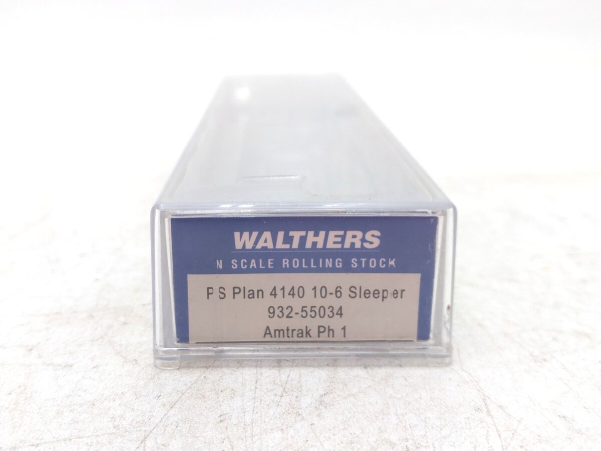 Walthers 932-55034 N Scale Amtrak PS Plan 4140 10-6 Sleeper Car w/ Lighting LN/Box
